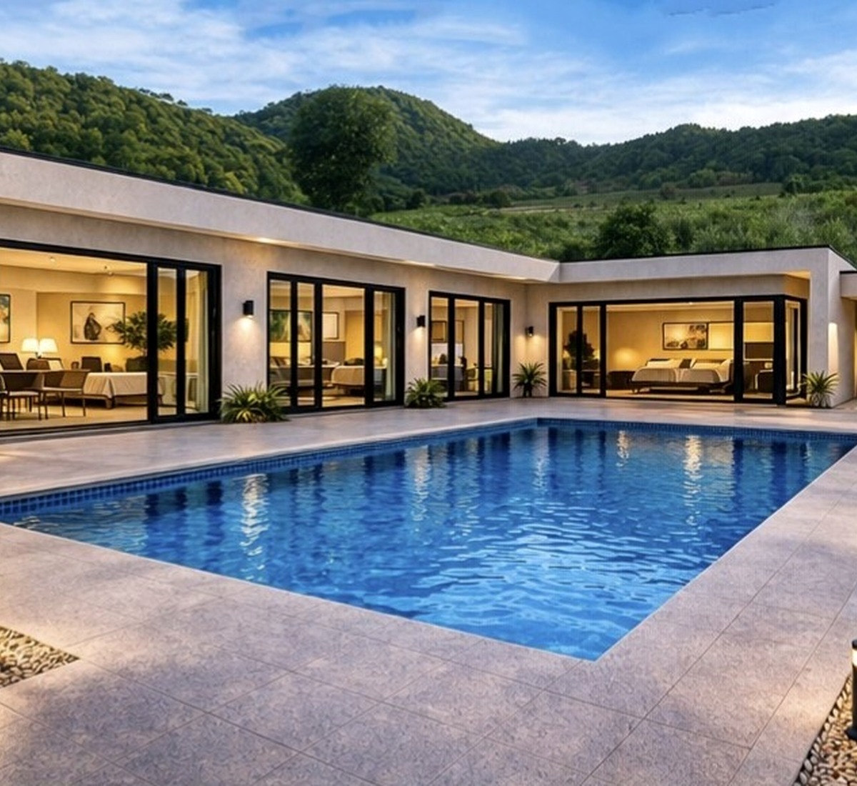 Pool-facing villa elevation concept