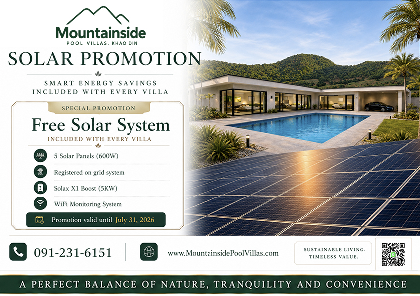 Mountainside Pool Villas solar promotion